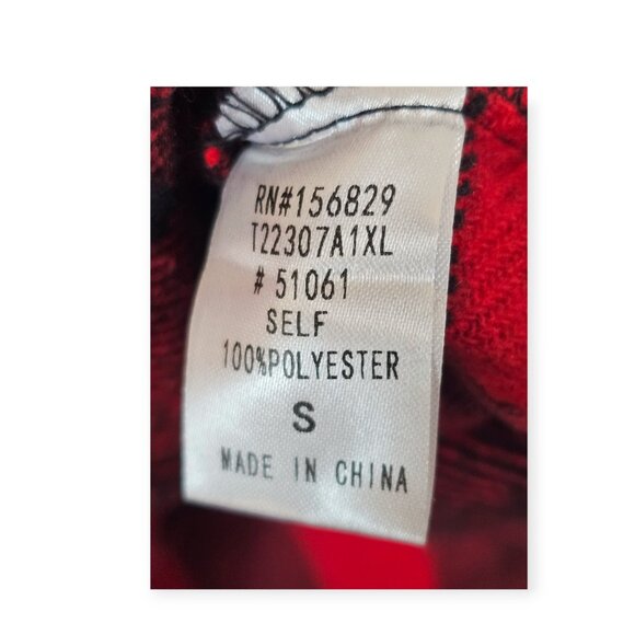 White Birch Buffalo Plaid Oversized Button-Down Shacket Western S Red Black - Picture 8 of 9